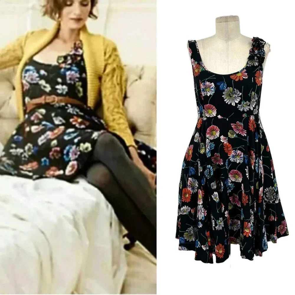 Anthropologie Moulinette Soeurs Astere Everywhere‎ Dress Floral Black Size 2